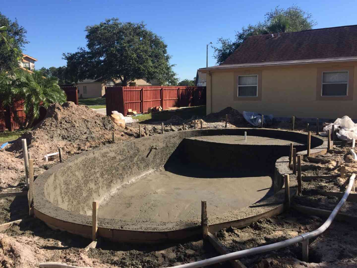 A pool being cemented