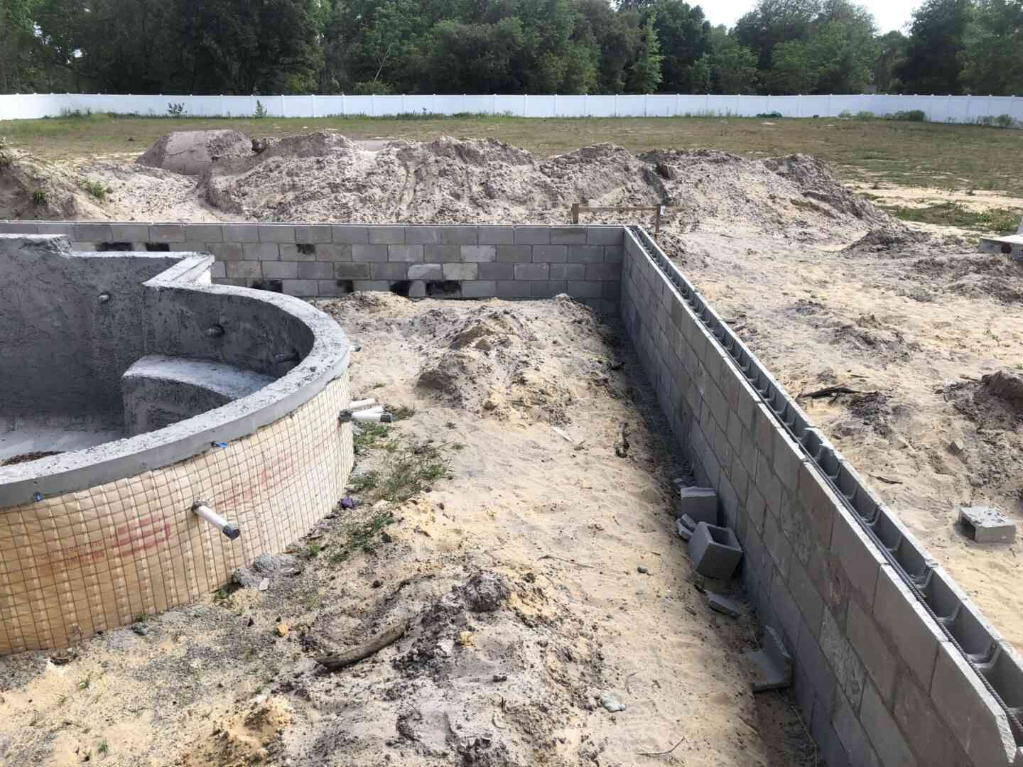 Multi-layered pool being constructed